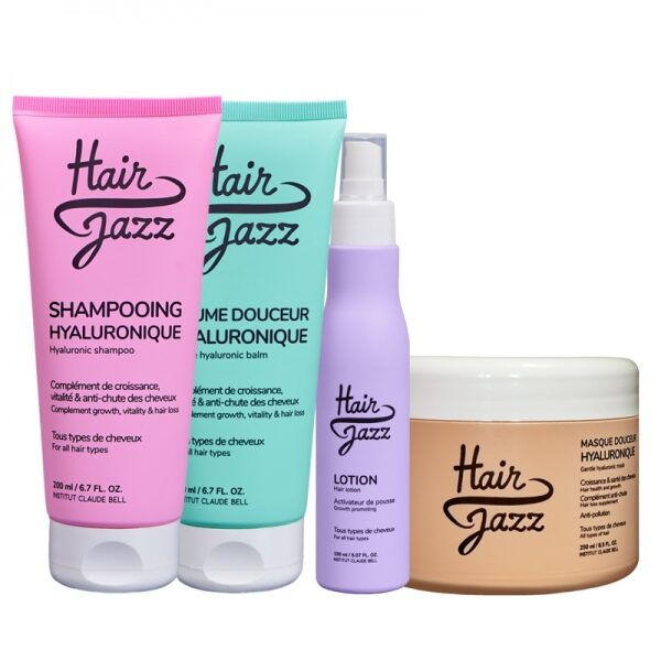 Hair Jazz Haarwachstum-Set:  Shampoo, Spülung, Maske und Lotion